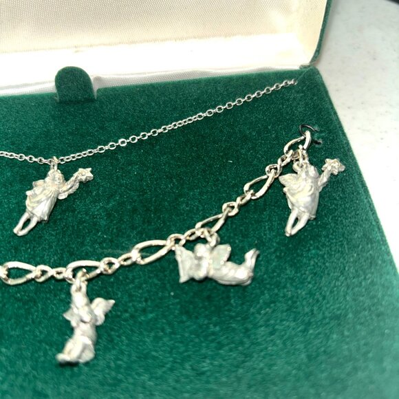 NWT 18” SILVER Tone and ANGELS NECKLACE & 6-1/3”CHARM BRACELET SET - Picture 3 of 4